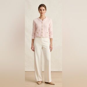 Old Money Vibes Soft Pink Crested Button Cardigan Sweater Size L NWT